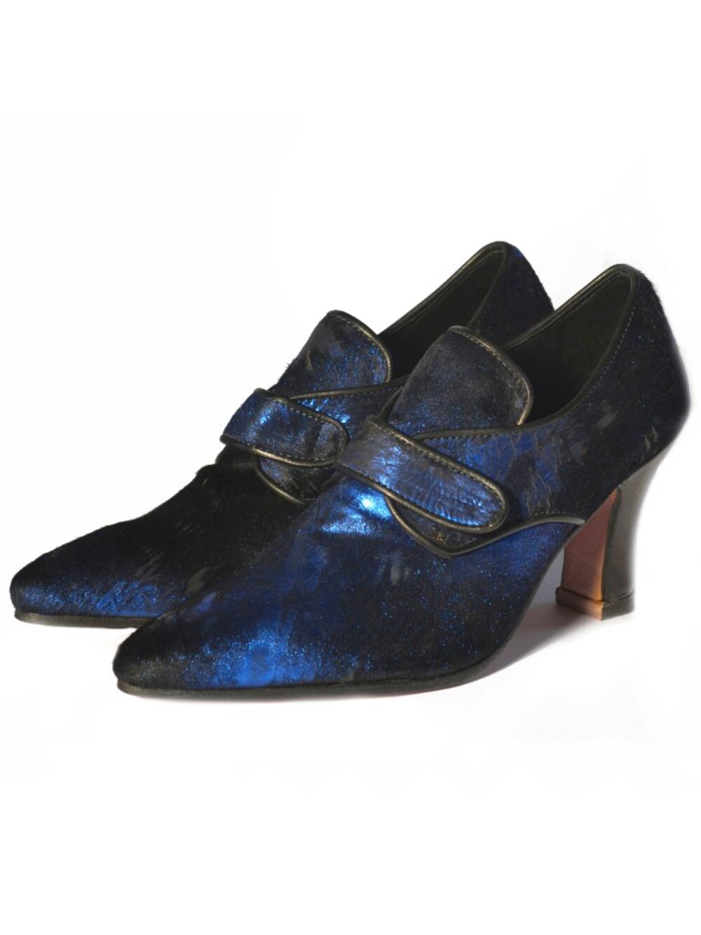 Marianne Kooimans Narrow Blue Black Metallic Mary Jane Heels Pumps 39 38